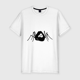 Мужская футболка премиум с принтом Паучек в Петрозаводске, 92% хлопок, 8% лайкра | приталенный силуэт, круглый вырез ворота, длина до линии бедра, короткий рукав | грустный паук | паук | паучек | унылый паук