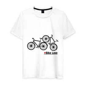 Мужская футболка хлопок с принтом Bike Love в Петрозаводске, 100% хлопок | прямой крой, круглый вырез горловины, длина до линии бедер, слегка спущенное плечо. | bike love | байкерам | велосипеды | для байкеров | для мотоциклистов | мотоциклистам