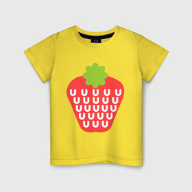 Детская футболка хлопок с принтом Вкусная клубничка в Петрозаводске, 100% хлопок | круглый вырез горловины, полуприлегающий силуэт, длина до линии бедер | еда | клубника | лето | фрукты | ягода | ягодка