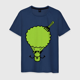 Мужская футболка хлопок с принтом Брокколи в Петрозаводске, 100% хлопок | прямой крой, круглый вырез горловины, длина до линии бедер, слегка спущенное плечо. | еда | капуста | овощ | прикольные картинки