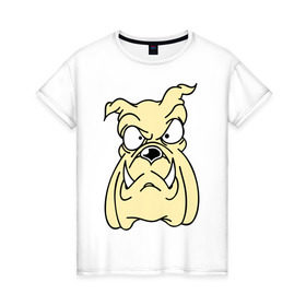 Женская футболка хлопок с принтом Злой пес в Петрозаводске, 100% хлопок | прямой крой, круглый вырез горловины, длина до линии бедер, слегка спущенное плечо | бульдог | бультерьер | домашнее животное | животное | злой пес | пес | собака