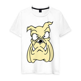 Мужская футболка хлопок с принтом Злой пес в Петрозаводске, 100% хлопок | прямой крой, круглый вырез горловины, длина до линии бедер, слегка спущенное плечо. | бульдог | бультерьер | домашнее животное | животное | злой пес | пес | собака