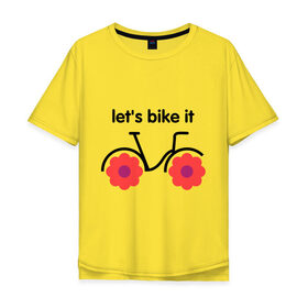 Мужская футболка хлопок Oversize с принтом Цветочный велик в Петрозаводске, 100% хлопок | свободный крой, круглый ворот, “спинка” длиннее передней части | bike | lets bike it | ride | байк | велик | велогонщик | велопробег | велосипед | велосипедист | велоспорт | кататься | прокатись | цветок | цветы