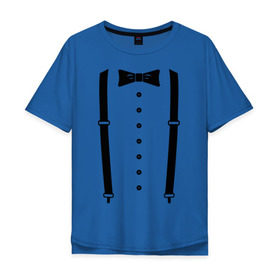 Мужская футболка хлопок Oversize с принтом Gentleman в Петрозаводске, 100% хлопок | свободный крой, круглый ворот, “спинка” длиннее передней части | галстук | костюм | одежда | подтяжки | рубашка