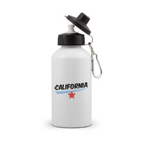 Бутылка спортивная с принтом California в Петрозаводске, металл | емкость — 500 мл, в комплекте две пластиковые крышки и карабин для крепления | америка | география | калифорния | политические | сша | штаты