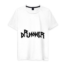 Мужская футболка хлопок с принтом Drummer в Петрозаводске, 100% хлопок | прямой крой, круглый вырез горловины, длина до линии бедер, слегка спущенное плечо. | rock | барабанщик | музыка | музыкант | рок группа | ударные