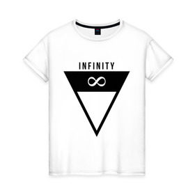 Женская футболка хлопок с принтом Infinity Triangle в Петрозаводске, 100% хлопок | прямой крой, круглый вырез горловины, длина до линии бедер, слегка спущенное плечо | infinity | infinity triangle | swag | triangle | бесконечность | инфинити | свег | треугольник