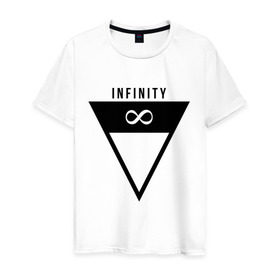 Мужская футболка хлопок с принтом Infinity Triangle в Петрозаводске, 100% хлопок | прямой крой, круглый вырез горловины, длина до линии бедер, слегка спущенное плечо. | Тематика изображения на принте: infinity | infinity triangle | swag | triangle | бесконечность | инфинити | свег | треугольник
