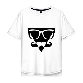 Мужская футболка хлопок Oversize с принтом Moustache Triangle в Петрозаводске, 100% хлопок | свободный крой, круглый ворот, “спинка” длиннее передней части | 