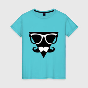 Женская футболка хлопок с принтом Moustache Triangle в Петрозаводске, 100% хлопок | прямой крой, круглый вырез горловины, длина до линии бедер, слегка спущенное плечо | 