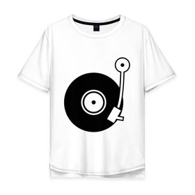 Мужская футболка хлопок Oversize с принтом Vinyl Mix в Петрозаводске, 100% хлопок | свободный крой, круглый ворот, “спинка” длиннее передней части | Тематика изображения на принте: dj | vinyl | винил | ди джей | диджей