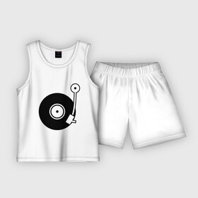 Детская пижама с шортами хлопок с принтом Vinyl Mix в Петрозаводске,  |  | dj | vinyl | винил | ди джей | диджей