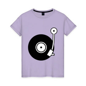 Женская футболка хлопок с принтом Vinyl Mix в Петрозаводске, 100% хлопок | прямой крой, круглый вырез горловины, длина до линии бедер, слегка спущенное плечо | Тематика изображения на принте: dj | vinyl | винил | ди джей | диджей