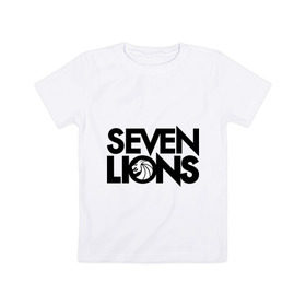 Детская футболка хлопок с принтом 7 Lions в Петрозаводске, 100% хлопок | круглый вырез горловины, полуприлегающий силуэт, длина до линии бедер | seven lions | лев | львы | семь | семь львов