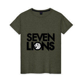 Женская футболка хлопок с принтом 7 Lions в Петрозаводске, 100% хлопок | прямой крой, круглый вырез горловины, длина до линии бедер, слегка спущенное плечо | seven lions | лев | львы | семь | семь львов