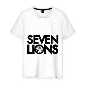 Мужская футболка хлопок с принтом 7 Lions в Петрозаводске, 100% хлопок | прямой крой, круглый вырез горловины, длина до линии бедер, слегка спущенное плечо. | seven lions | лев | львы | семь | семь львов
