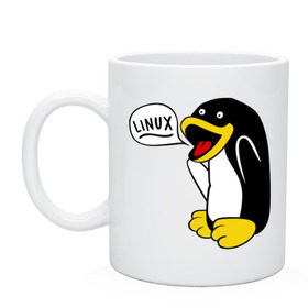 Кружка с принтом Пингвин: Linux в Петрозаводске, керамика | объем — 330 мл, диаметр — 80 мм. Принт наносится на бока кружки, можно сделать два разных изображения | Тематика изображения на принте: пингвин