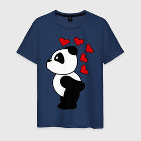 Мужская футболка хлопок с принтом Поцелуй панды (парная) в Петрозаводске, 100% хлопок | прямой крой, круглый вырез горловины, длина до линии бедер, слегка спущенное плечо. | панда
