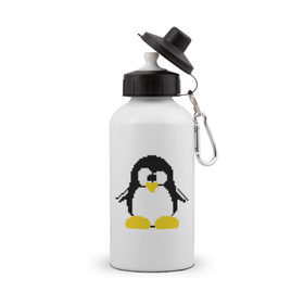 Бутылка спортивная с принтом Битовый пингвин Linux в Петрозаводске, металл | емкость — 500 мл, в комплекте две пластиковые крышки и карабин для крепления | админам | компьютерные | линукс | операционная система | ос