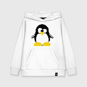 Детская толстовка хлопок с принтом Битовый пингвин Linux в Петрозаводске, 100% хлопок | Круглый горловой вырез, эластичные манжеты, пояс, капюшен | Тематика изображения на принте: админам | компьютерные | линукс | операционная система | ос