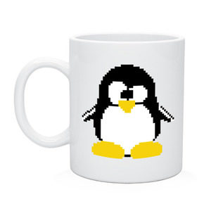 Кружка с принтом Битовый пингвин Linux в Петрозаводске, керамика | объем — 330 мл, диаметр — 80 мм. Принт наносится на бока кружки, можно сделать два разных изображения | админам | компьютерные | линукс | операционная система | ос