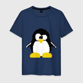 Мужская футболка хлопок с принтом Битовый пингвин Linux в Петрозаводске, 100% хлопок | прямой крой, круглый вырез горловины, длина до линии бедер, слегка спущенное плечо. | Тематика изображения на принте: админам | компьютерные | линукс | операционная система | ос