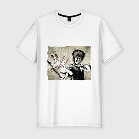 Мужская футболка премиум с принтом Bruce Lee в Петрозаводске, 92% хлопок, 8% лайкра | приталенный силуэт, круглый вырез ворота, длина до линии бедра, короткий рукав | брюс ли