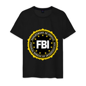 Мужская футболка хлопок с принтом FBI в Петрозаводске, 100% хлопок | прямой крой, круглый вырез горловины, длина до линии бедер, слегка спущенное плечо. | fbi | federal bureau of investigation | newtop | америка | спецслужбы | сша | фбр | федеральное бюро расследований