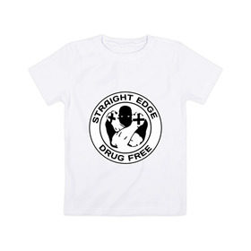 Детская футболка хлопок с принтом Streght edge (sXe) (3) в Петрозаводске, 100% хлопок | круглый вырез горловины, полуприлегающий силуэт, длина до линии бедер | drug free | hardcore | streght edge | sxe | музыка