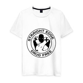 Мужская футболка хлопок с принтом Streght edge (sXe) (3) в Петрозаводске, 100% хлопок | прямой крой, круглый вырез горловины, длина до линии бедер, слегка спущенное плечо. | drug free | hardcore | streght edge | sxe | музыка