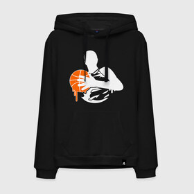 Мужская толстовка хлопок с принтом Баскетболист glow в Петрозаводске, френч-терри, мягкий теплый начес внутри (100% хлопок) | карман-кенгуру, эластичные манжеты и нижняя кромка, капюшон с подкладом и шнурком | Тематика изображения на принте: basketball | glow | баскет | баскетбол | баскетбольный мяч | спорт