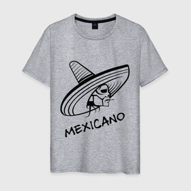 Мужская футболка хлопок с принтом Mexicano в Петрозаводске, 100% хлопок | прямой крой, круглый вырез горловины, длина до линии бедер, слегка спущенное плечо. | Тематика изображения на принте: mexicano | skull | мексиканец | череп