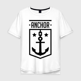 Мужская футболка хлопок Oversize с принтом Anchor Shield в Петрозаводске, 100% хлопок | свободный крой, круглый ворот, “спинка” длиннее передней части | anchor shield | анкор | море | морская тема | моряк | якорь | яхтклуб