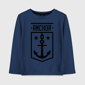 Детский лонгслив хлопок с принтом Anchor Shield в Петрозаводске, 100% хлопок | круглый вырез горловины, полуприлегающий силуэт, длина до линии бедер | anchor shield | анкор | море | морская тема | моряк | якорь | яхтклуб