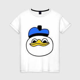 Женская футболка хлопок с принтом Утка мем в Петрозаводске, 100% хлопок | прямой крой, круглый вырез горловины, длина до линии бедер, слегка спущенное плечо | bad | мем | утенок | утка