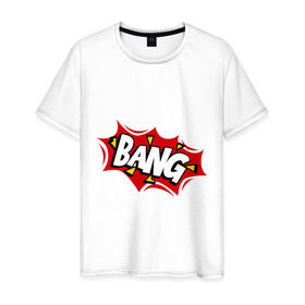 Мужская футболка хлопок с принтом Bang в Петрозаводске, 100% хлопок | прямой крой, круглый вырез горловины, длина до линии бедер, слегка спущенное плечо. | взрыв | иллюстрация | комикс | прикольные картинки