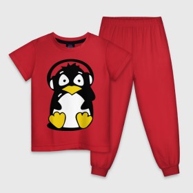 Детская пижама хлопок с принтом Пингвин в наушниках в Петрозаводске, 100% хлопок |  брюки и футболка прямого кроя, без карманов, на брюках мягкая резинка на поясе и по низу штанин
 | животные | пингвиненок | пингвинчик | прикольные картинки