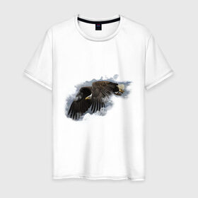 Мужская футболка хлопок с принтом Орел в небе в Петрозаводске, 100% хлопок | прямой крой, круглый вырез горловины, длина до линии бедер, слегка спущенное плечо. | кавказ | кавказец | небо | облака | орел | орел в небе