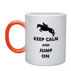 Кружка хамелеон с принтом Keep Calm - конный спорт - лошади в Петрозаводске, керамика | меняет цвет при нагревании, емкость 330 мл | Тематика изображения на принте: keep calm | конный | лошади