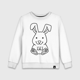Детский свитшот хлопок с принтом Милый зайчик в Петрозаводске, 100% хлопок | круглый вырез горловины, эластичные манжеты, пояс и воротник | зайчик | заяц | звереныш | кролик | милый зайчик
