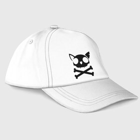 Бейсболка с принтом кошачий пиратскй флаг в Петрозаводске, 100% хлопок | классический козырек, металлическая застежка-регулятор размера | кости | кошачий пиратский флаг | пиратский флаг | череп | череп кошки
