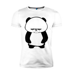 Мужская футболка премиум с принтом Серьезная панда. в Петрозаводске, 92% хлопок, 8% лайкра | приталенный силуэт, круглый вырез ворота, длина до линии бедра, короткий рукав | панда