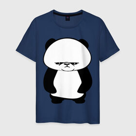 Мужская футболка хлопок с принтом Серьезная панда. в Петрозаводске, 100% хлопок | прямой крой, круглый вырез горловины, длина до линии бедер, слегка спущенное плечо. | Тематика изображения на принте: панда