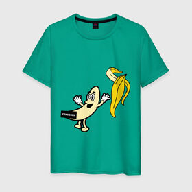 Мужская футболка хлопок с принтом Голый банан в Петрозаводске, 100% хлопок | прямой крой, круглый вырез горловины, длина до линии бедер, слегка спущенное плечо. | Тематика изображения на принте: банан