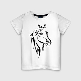 Детская футболка хлопок с принтом Horse в Петрозаводске, 100% хлопок | круглый вырез горловины, полуприлегающий силуэт, длина до линии бедер | животное | красивая картинка | лошадь