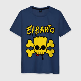 Мужская футболка хлопок с принтом El Barto в Петрозаводске, 100% хлопок | прямой крой, круглый вырез горловины, длина до линии бедер, слегка спущенное плечо. | кости | мексика симпсон | прикольная картинка | череп