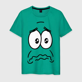 Мужская футболка хлопок с принтом грусть-печаль в Петрозаводске, 100% хлопок | прямой крой, круглый вырез горловины, длина до линии бедер, слегка спущенное плечо. | smile | грустный смайлик | грусть | смайл | эмоции