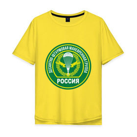 Мужская футболка хлопок Oversize с принтом ДШМГ в Петрозаводске, 100% хлопок | свободный крой, круглый ворот, “спинка” длиннее передней части | войска | парашют | эмблема