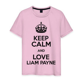 Мужская футболка хлопок с принтом Keep calm and love Liam Payne в Петрозаводске, 100% хлопок | прямой крой, круглый вырез горловины, длина до линии бедер, слегка спущенное плечо. | 1d | keep calm | liam payne | music | one direction | лиам пейн