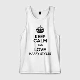 Мужская майка хлопок с принтом Keep calm and love Harry Styles в Петрозаводске, 100% хлопок |  | Тематика изображения на принте: 1d | harry styles | keep calm | music | one direction | гарри стайлс